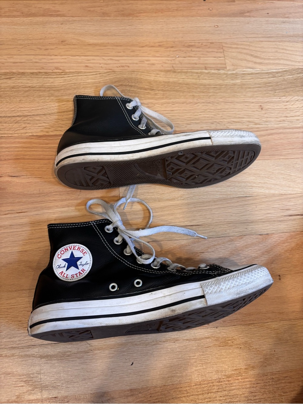 Converse Chuck Taylor All Star Leather High Tops in black size women's 9 - Picture 10 of 12